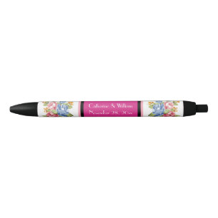 Elegant Flower Pretty Wedding Favor Bridal Shower Black Ink Pen
