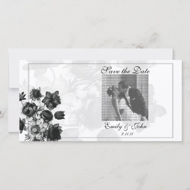 Elegant Flower Save the Date Photo Cards (Front)
