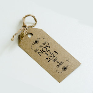 Elegant Flower Save the Date Wedding Rubber Stamp