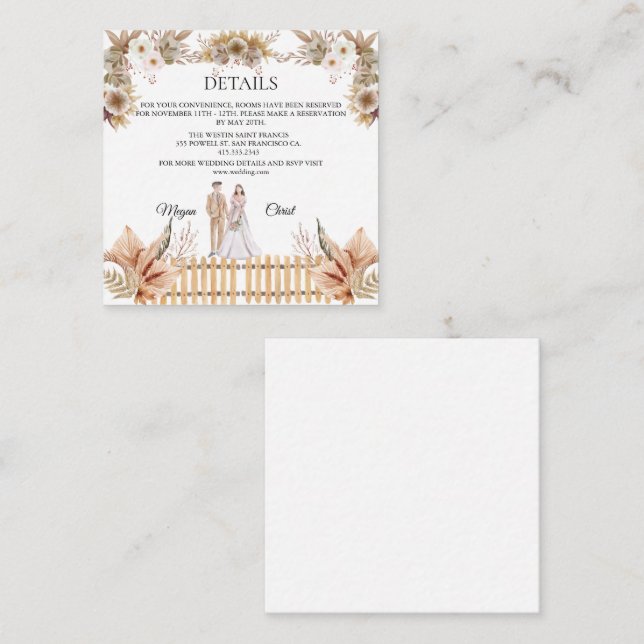 Elegant flower summer wedding enclosure card (Front/Back)