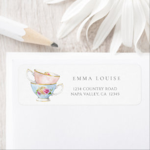 Elegant Flower Tea Bridal Brunch  Address Label