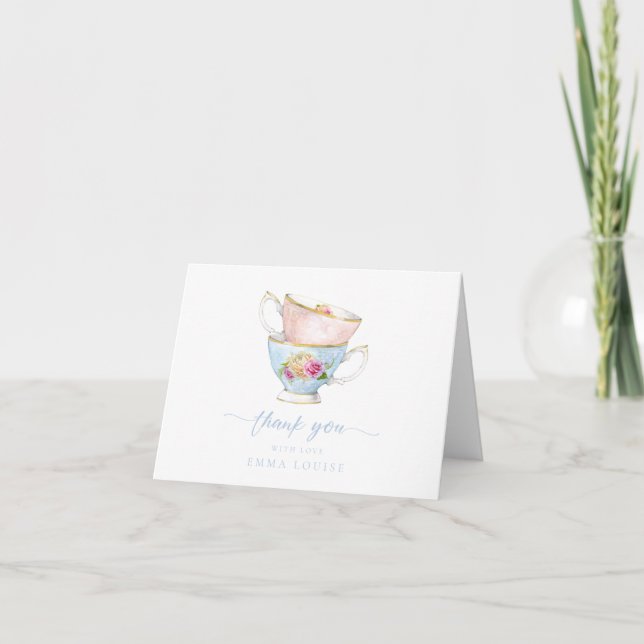 Elegant Flower Tea Bridal Brunch  Thank You Card (Front)