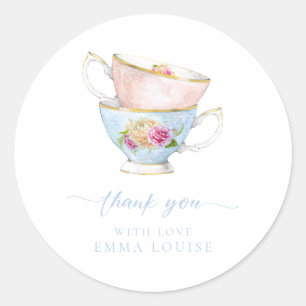 Elegant Flower Tea Bridal Brunch Thank You Classic Round Sticker