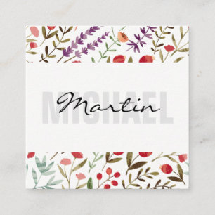 Elegant Flower Trim Pattern Square Business Card