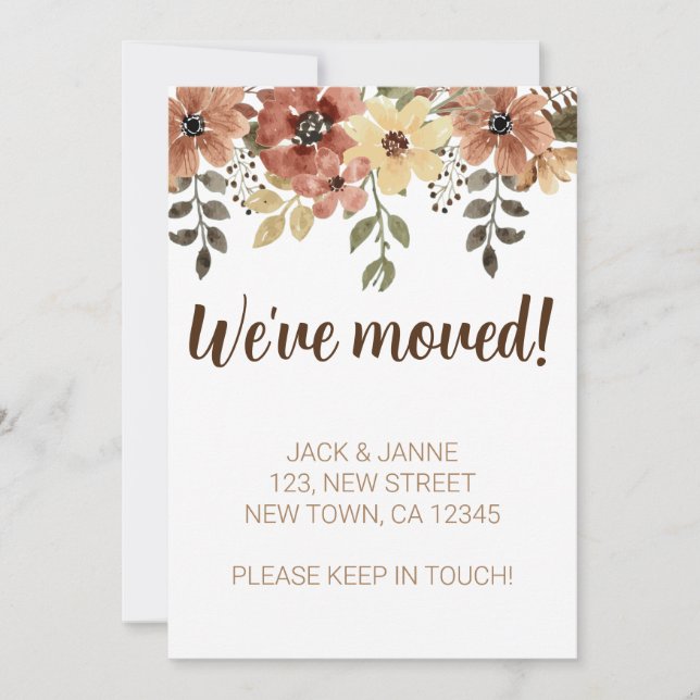Elegant Flower We've Moved Announcement Card (Front)