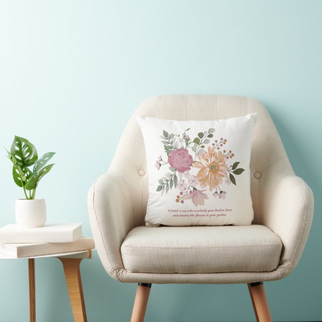 Elegant Flowers, A Friend is... Cushion (Chair)