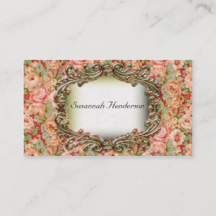 Elegant Flowers and Blooms Gold Business Cards