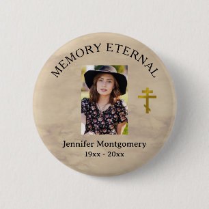 Elegant Flowers and Greenery Orthodox Funeral 6 Cm Round Badge