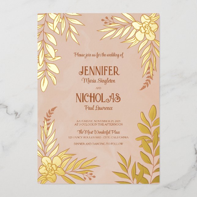 Elegant Flowers And Leaves Ornaments for Wedding (Front)