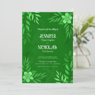 Elegant Flowers And Leaves Ornaments for Wedding Invitation