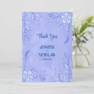 Elegant Flowers And Leaves Ornaments for Wedding Thank You Card