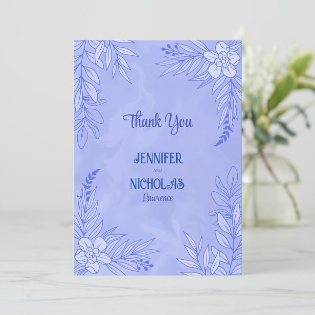 Elegant Flowers And Leaves Ornaments for Wedding Thank You Card (Standing Front)