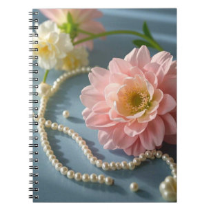 Elegant flowers and pearls notebook
