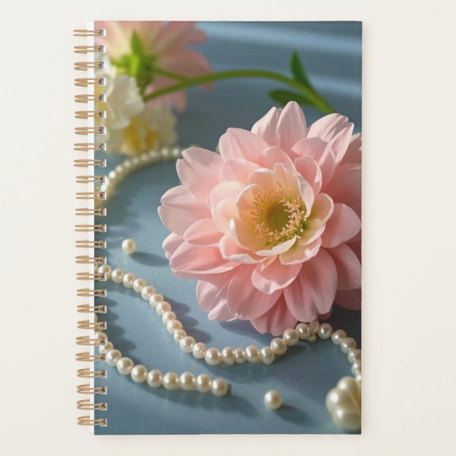 Elegant flowers and pearls  planner (Front)