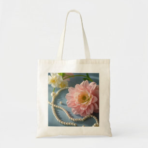Elegant flowers and pearls  tote bag
