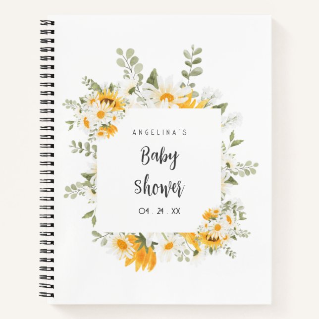 Elegant Flowers Baby Shower Gift List Notebook (Front)