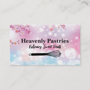 Elegant Flowers Boke Whisk Logo Business Card
