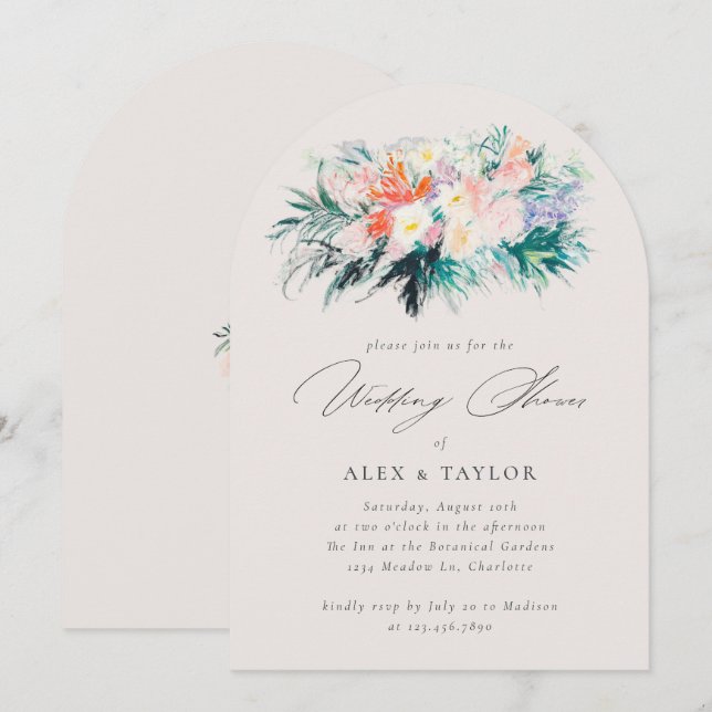 Elegant Flowers Bouquet Couple's Wedding Shower Invitation (Front/Back)