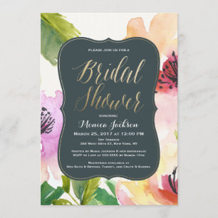 Elegant Flowers   Bridal Shower Invitation