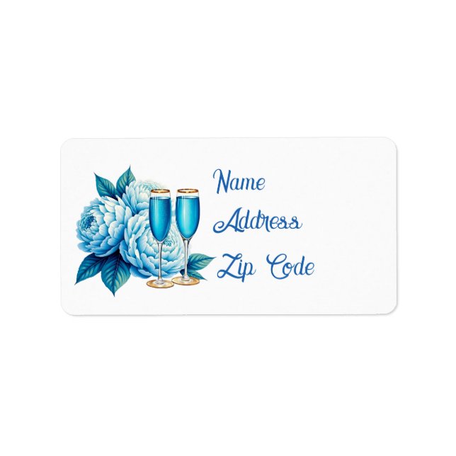 Elegant flowers champagne Wedding customisable  Label (Front)