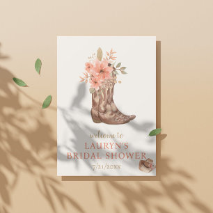 Elegant Flowers Cowgirl Bridal Shower Welcome Poster