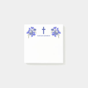 Elegant Flowers Cross Christian Personalized Post-it Notes
