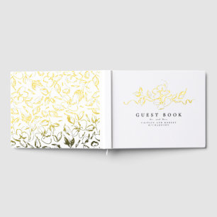 Elegant Flowers Drawing Wedding Guest Book