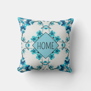 Elegant Flowers Floral Blue  Cushion