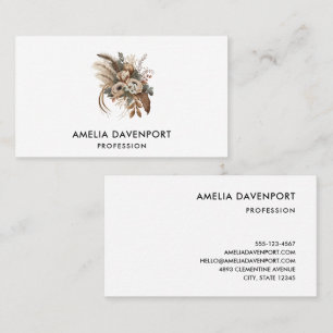 Elegant Flowers Foliage and Feathers Business Card