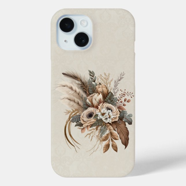 Elegant Flowers Foliage and Feathers Case-Mate iPhone Case (Back)