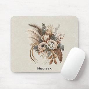 Elegant Flowers Foliage and Feathers Mouse Mat