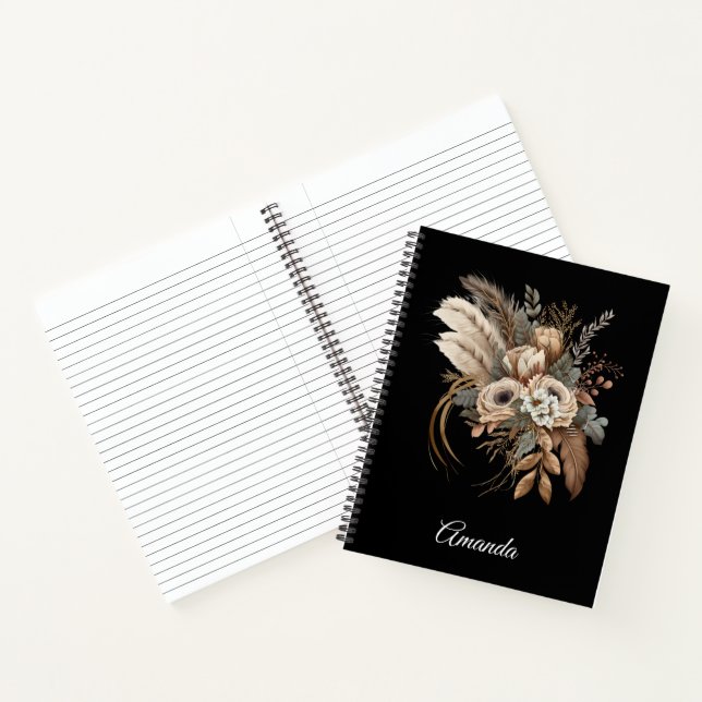 Elegant Flowers Foliage and Feathers Notebook (Inside)