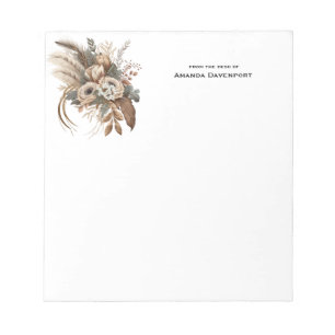 Elegant Flowers Foliage and Feathers Notepad