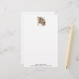 Elegant Flowers Foliage and Feathers Stationery