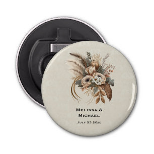 Elegant Flowers Foliage and Feathers Wedding Bottle Opener