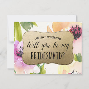 Elegant Flowers Gold Bridesmaid Invitation