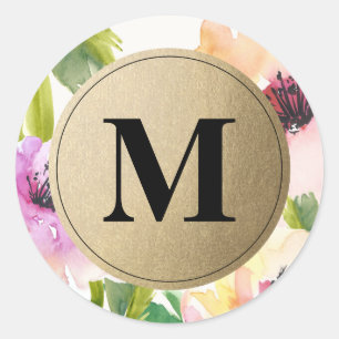 Elegant Flowers Gold Monogram Favour Labels