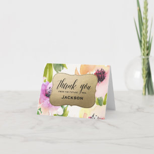 Elegant Flowers Gold   Thank You Card