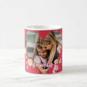 Elegant Flowers Heart   Personalised Photo & Text  Coffee Mug