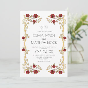 Elegant Flowers Ornate Rose Wedding  Invitation