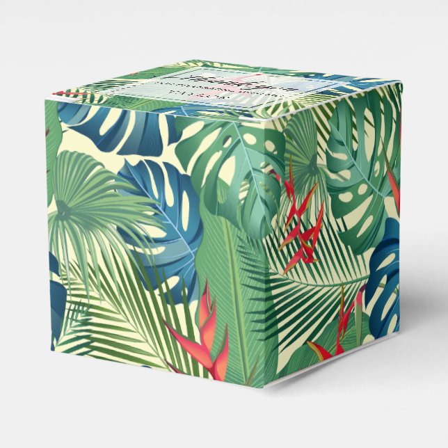 Elegant Flowers Palms Monstera Favour Box (Front Side)