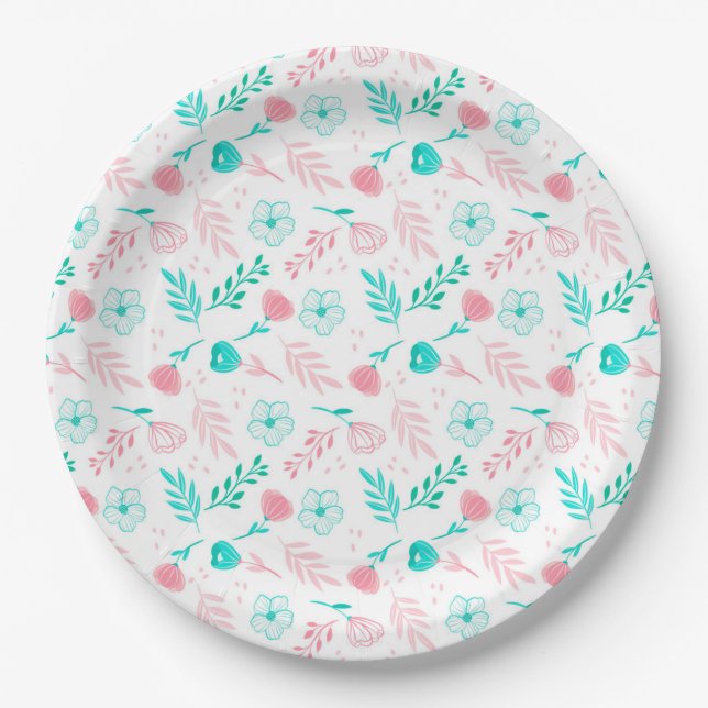 Elegant Flowers Paper Plate (Front)
