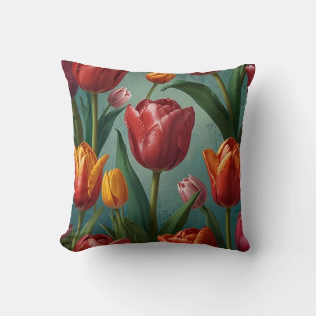 Elegant Flowers Pattern Cushion (Front)