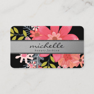 Elegant Flowers Silver Band Business Card