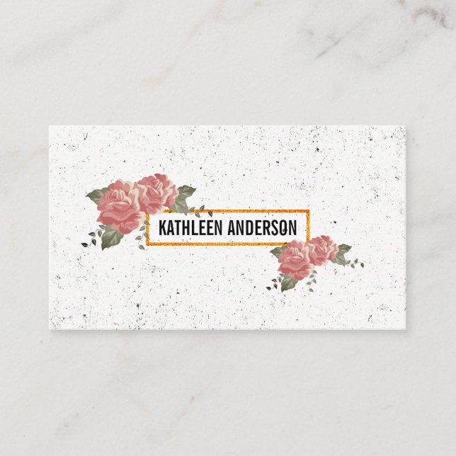 Elegant Flowers / Speckled Business Card (Front)