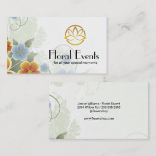 Elegant Flowers Stylised Flower Logo Business Card