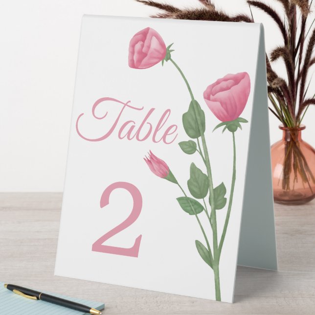 Elegant Flowers Summer Pink Floral Table Number (In SItu (Table))