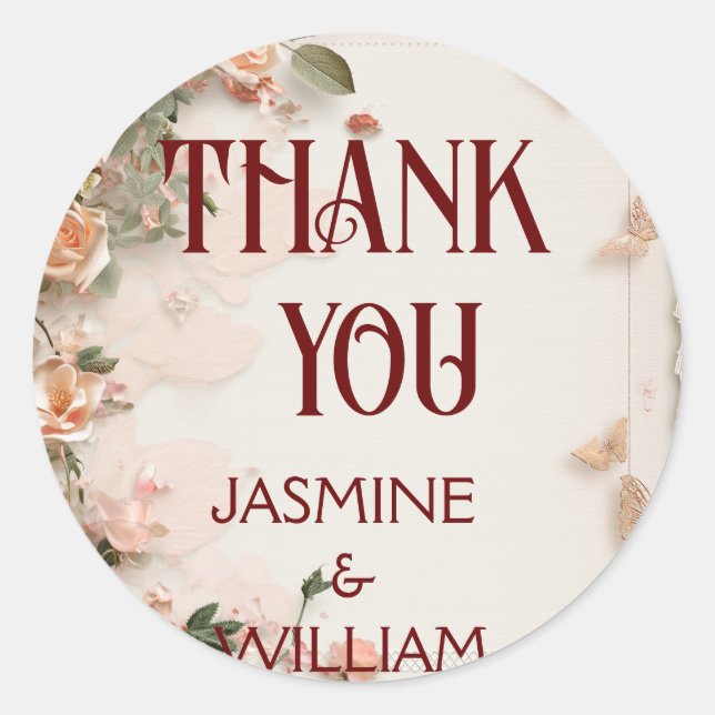 Elegant flowers Wedding Invitation Sticker Custom (Front)