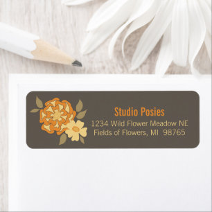 Elegant Flowers Yellow Brown Botanical Stationery