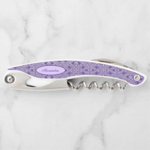 Elegant Flowery Purple Damask Corkscrew